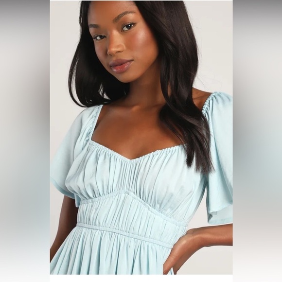 Lulu’s You Give Me Butterflies Light Blue Flutter Sleeve Mini Dress large - Picture 3 of 14